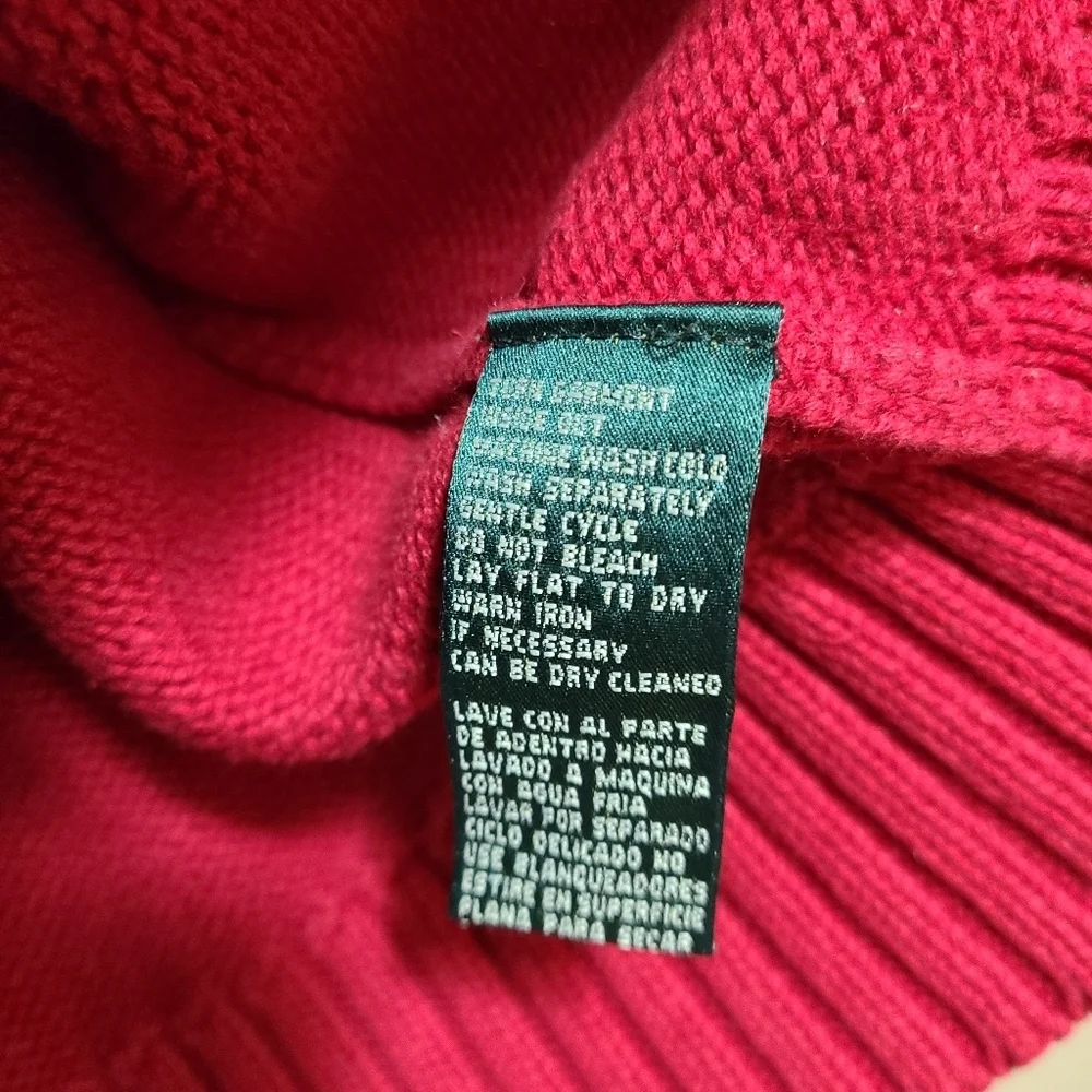Lauren Ralph‎ Lauren Cotton Long Sleeve Crest Red Sweater Mens Large VTG EUC